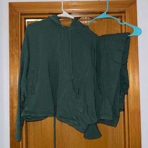 FLX casual set crop top and jogger set green xl womens